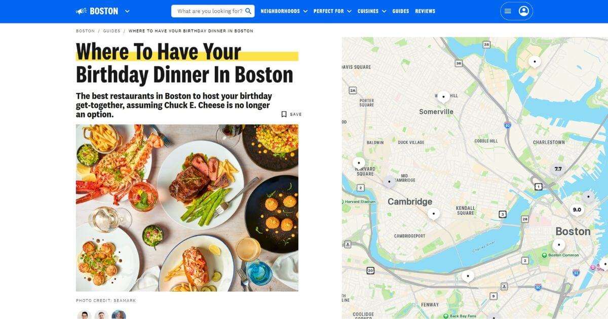 Birthday restaurant boston article example