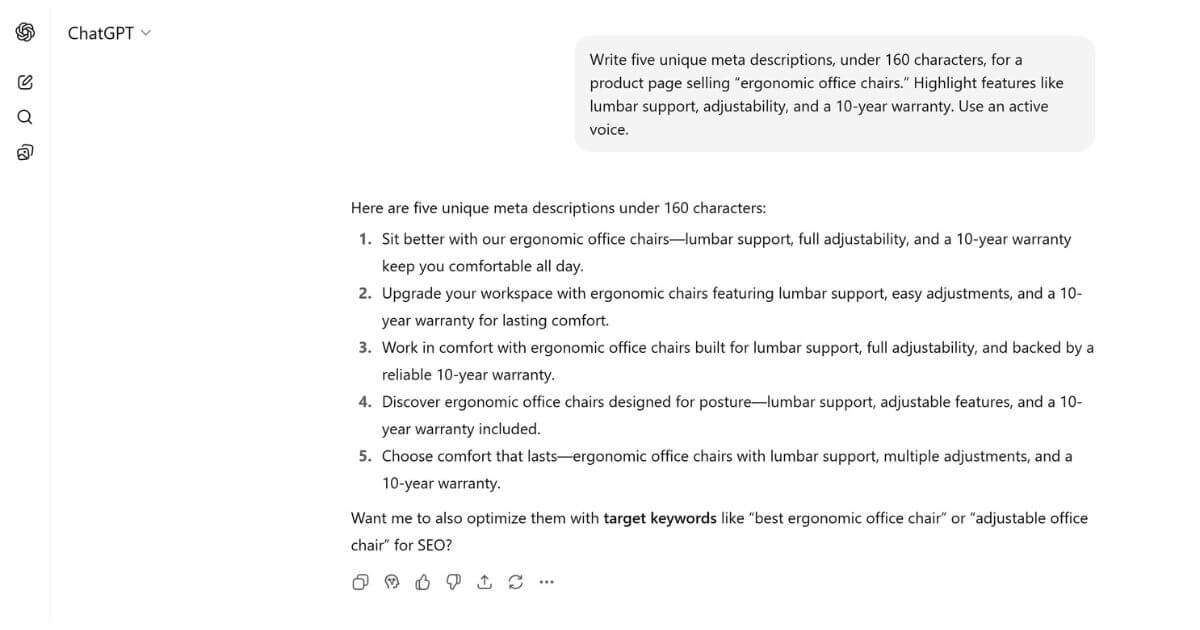 meta description examples by ChatGPT
