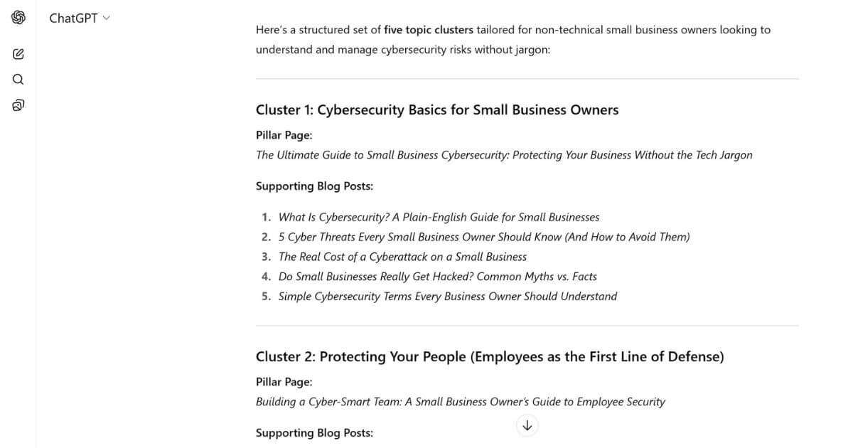 Content ideation with ChatGPT