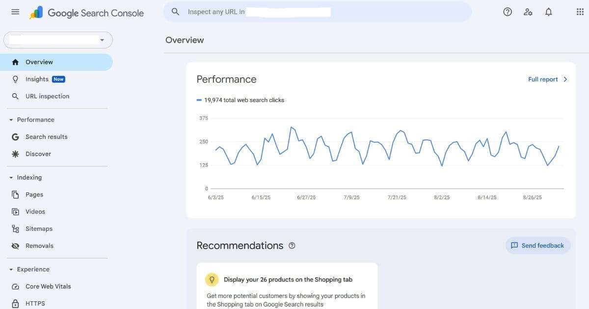 Google Search Console options