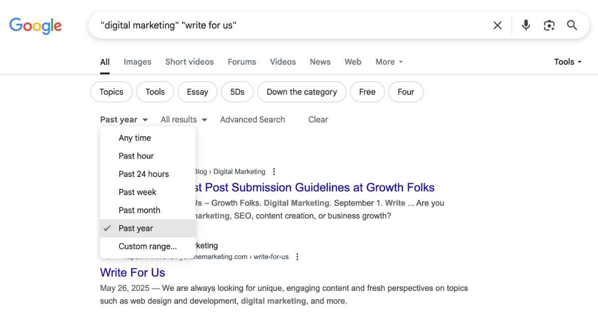 Google search example