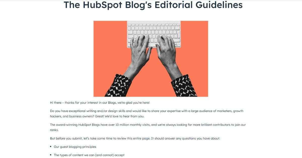 HubSpot editorial requirements