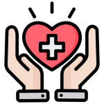 a heart with a cross in it's hands