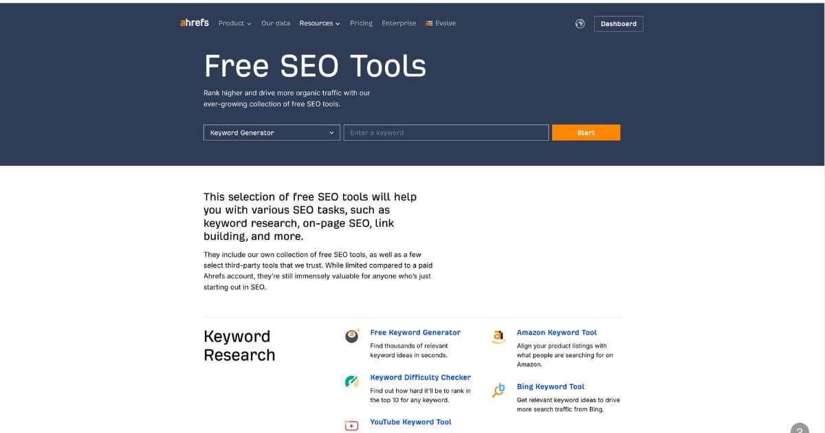Ahrefs free SEO tools