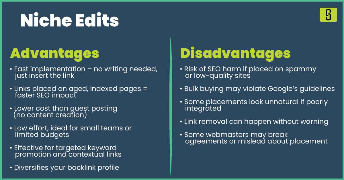 Advantages and Disadvantages of Niche Edits