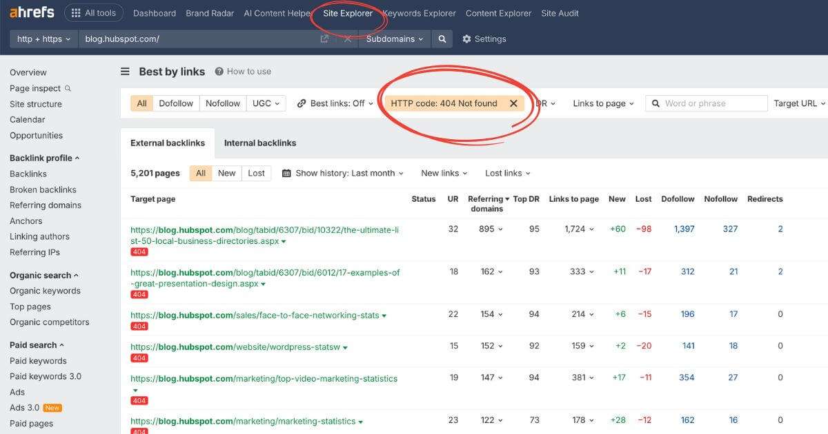 ahrefs find broken links method 2