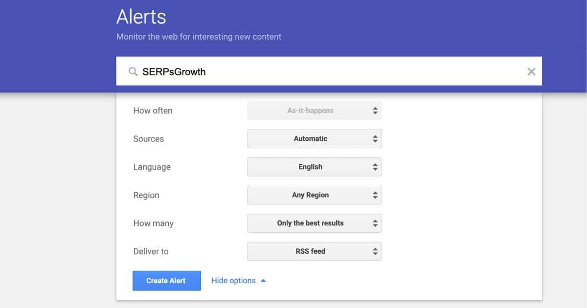 unlinked brand mentions Google alerts