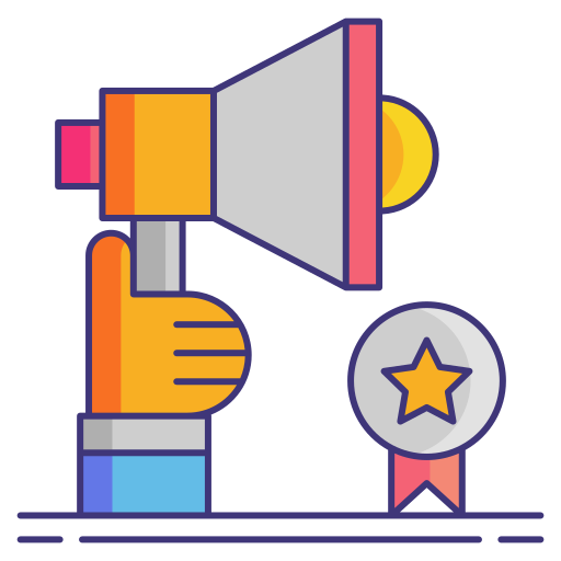 Megaphone promoting award or recognition