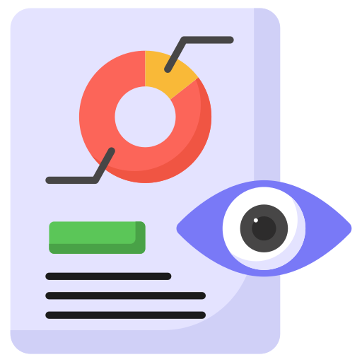 Graph and eye symbol on document