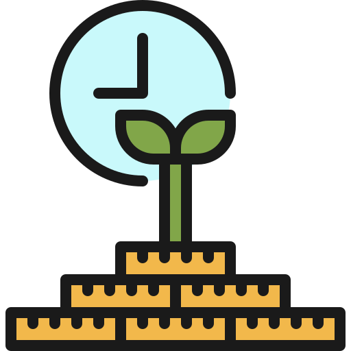 Clock with plant on gold bars