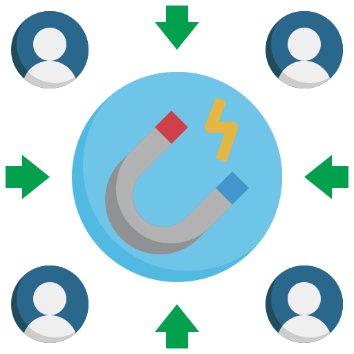 Magnet attracting people icons around