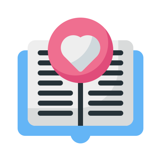 Open book with heart symbol
