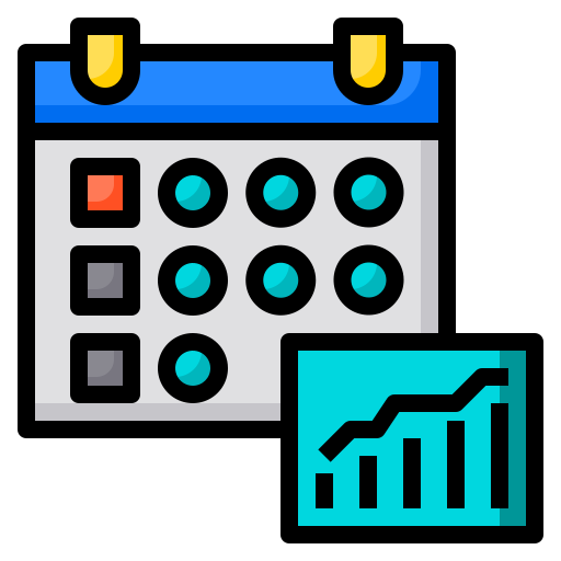 Calendar with graph and data visualization