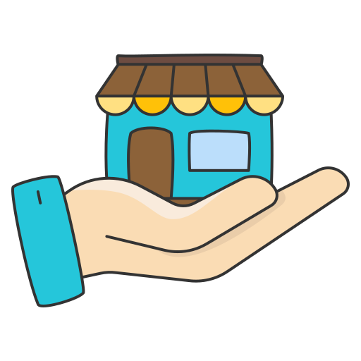 Hand holding a small shop