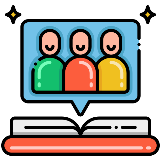 Three people in a speech bubble