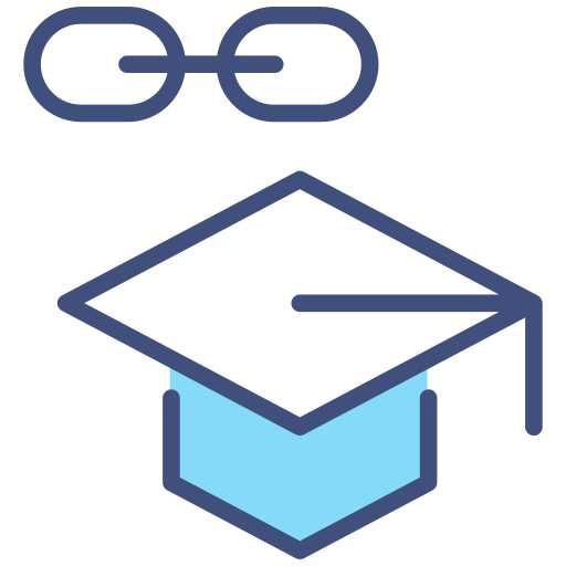 Graduation cap and glasses icon