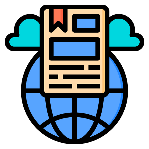 Newspaper icon on globe background