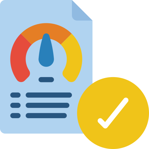 Report with gauge and checkmark