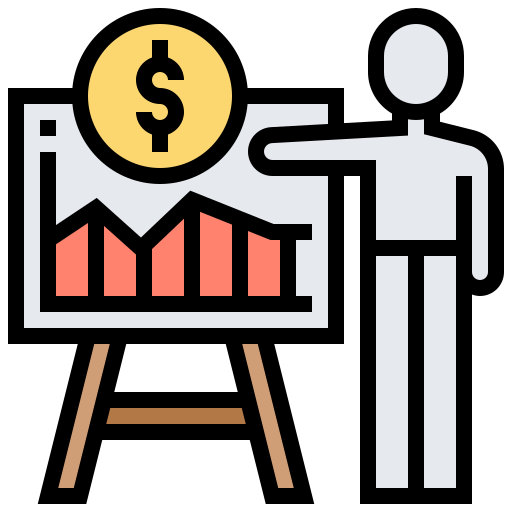 Person presenting financial growth chart