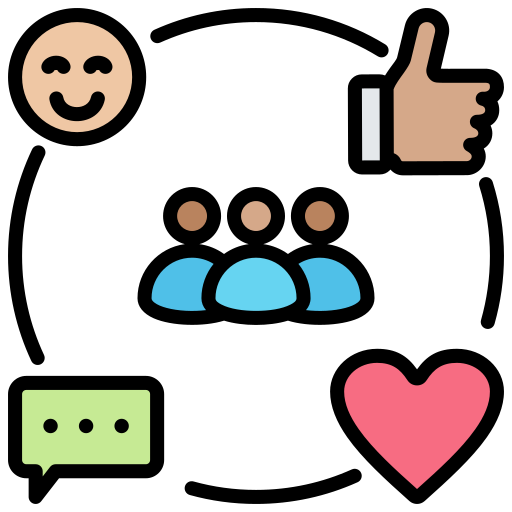Emojis representing social interaction and positivity