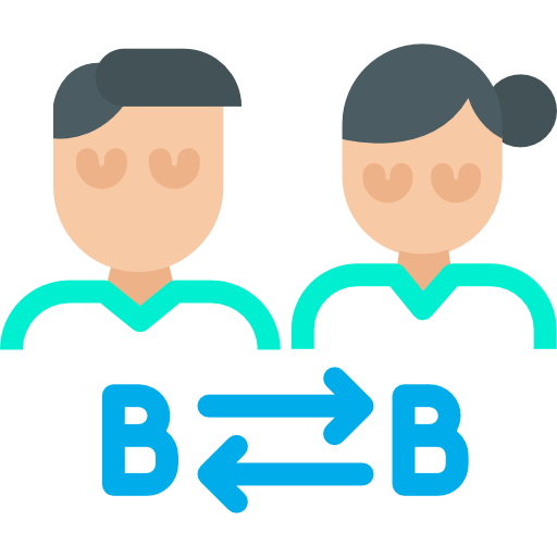 Two people exchanging information or resources