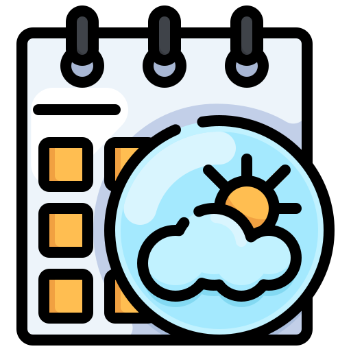 Calendar with weather icon illustration