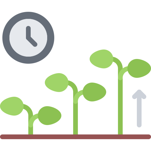 Growing plants with a clock symbol