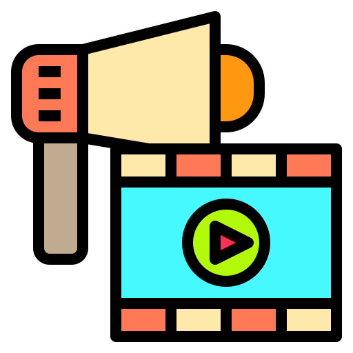 Megaphone and video play button