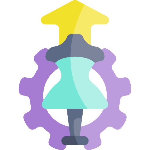 Stylized dress with gear and arrow